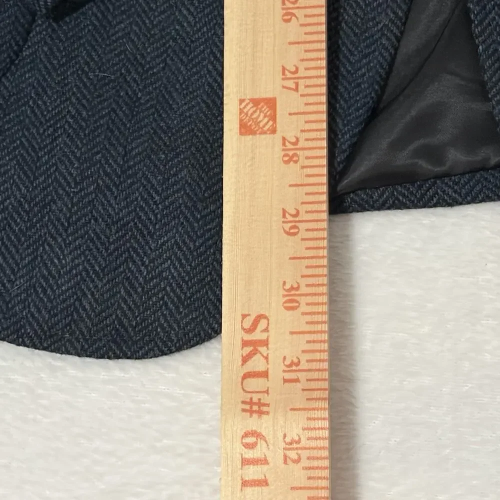 PJ PAUL JONES Mens Herringbone Blazer Vintage Sport Coat Jacket Blue Size Large